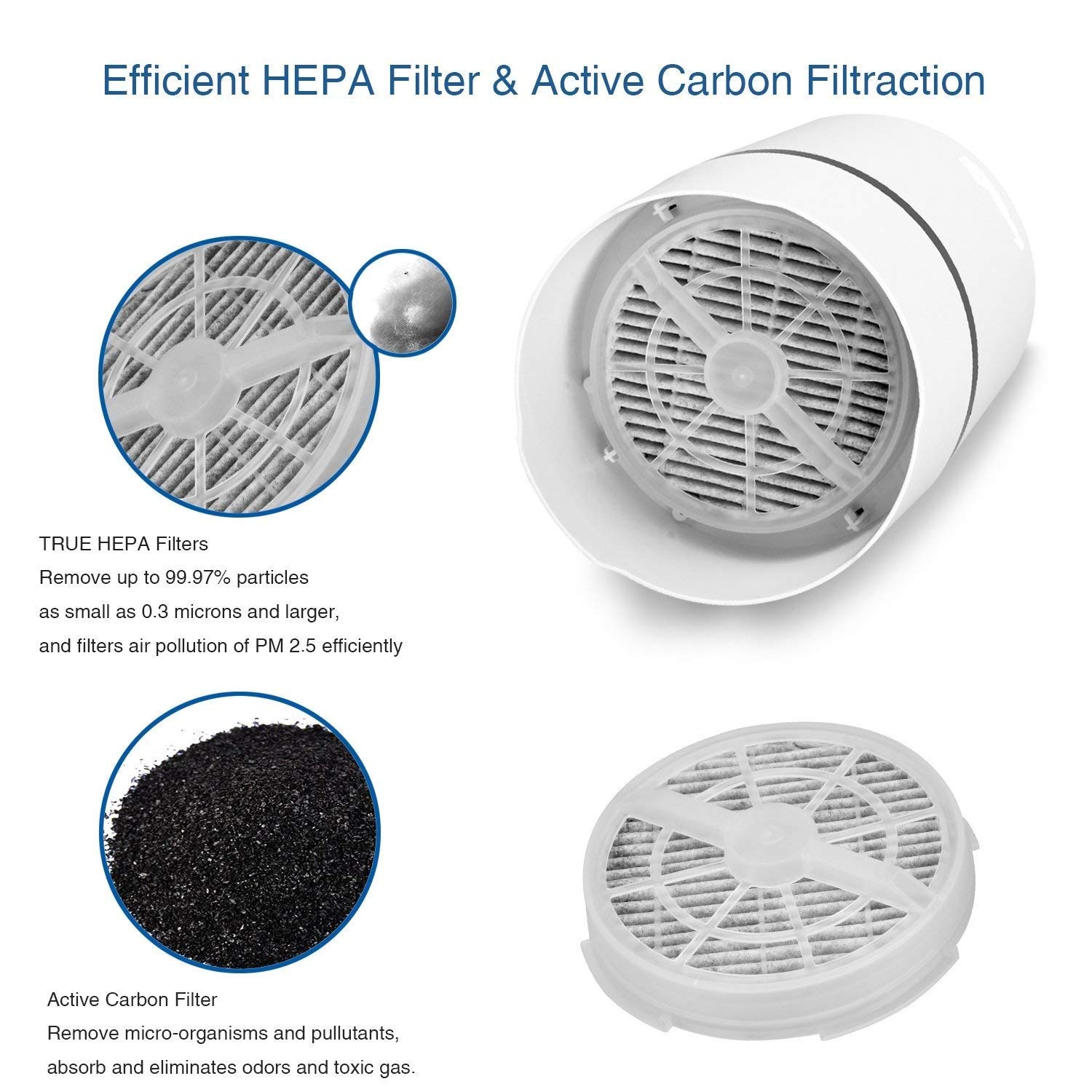 SNOWINSPRING 2Pack Replacement HEPA Filter Activated Carbon Filter for RIGOGLIOSO Portable Air Purifier GL-2103 GL-2100